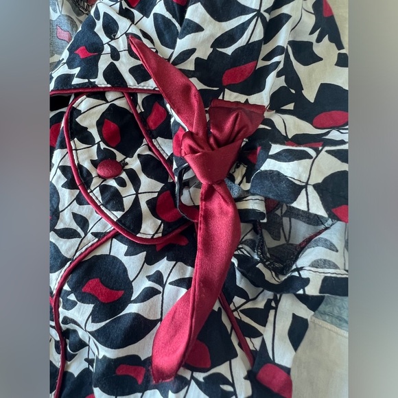 Tres Chic Womens Black Red Floral Fit and Flare Button Down Midi Dress Small - Picture 6 of 9